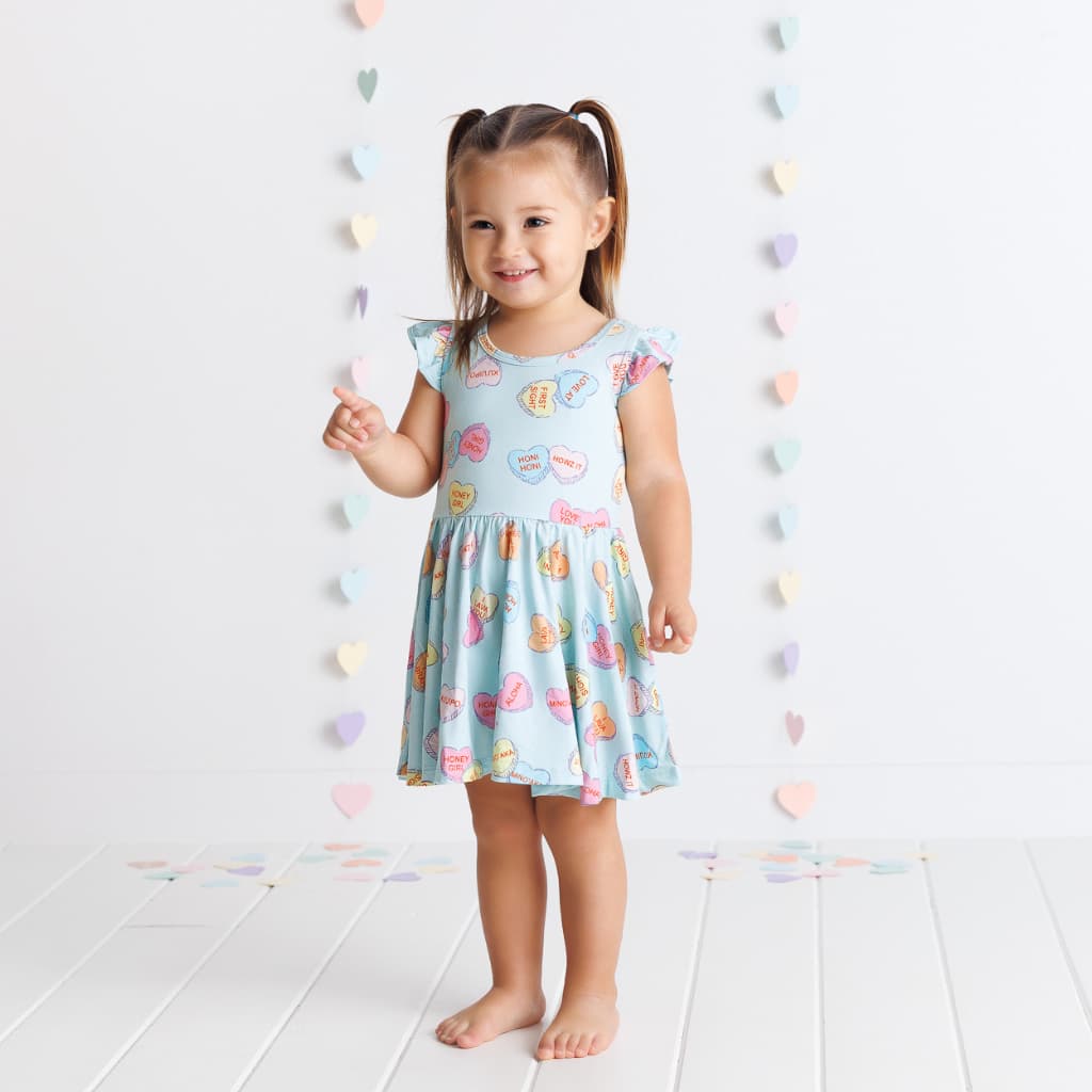 I Lava You Bamboo Flutter Sleeve Dress