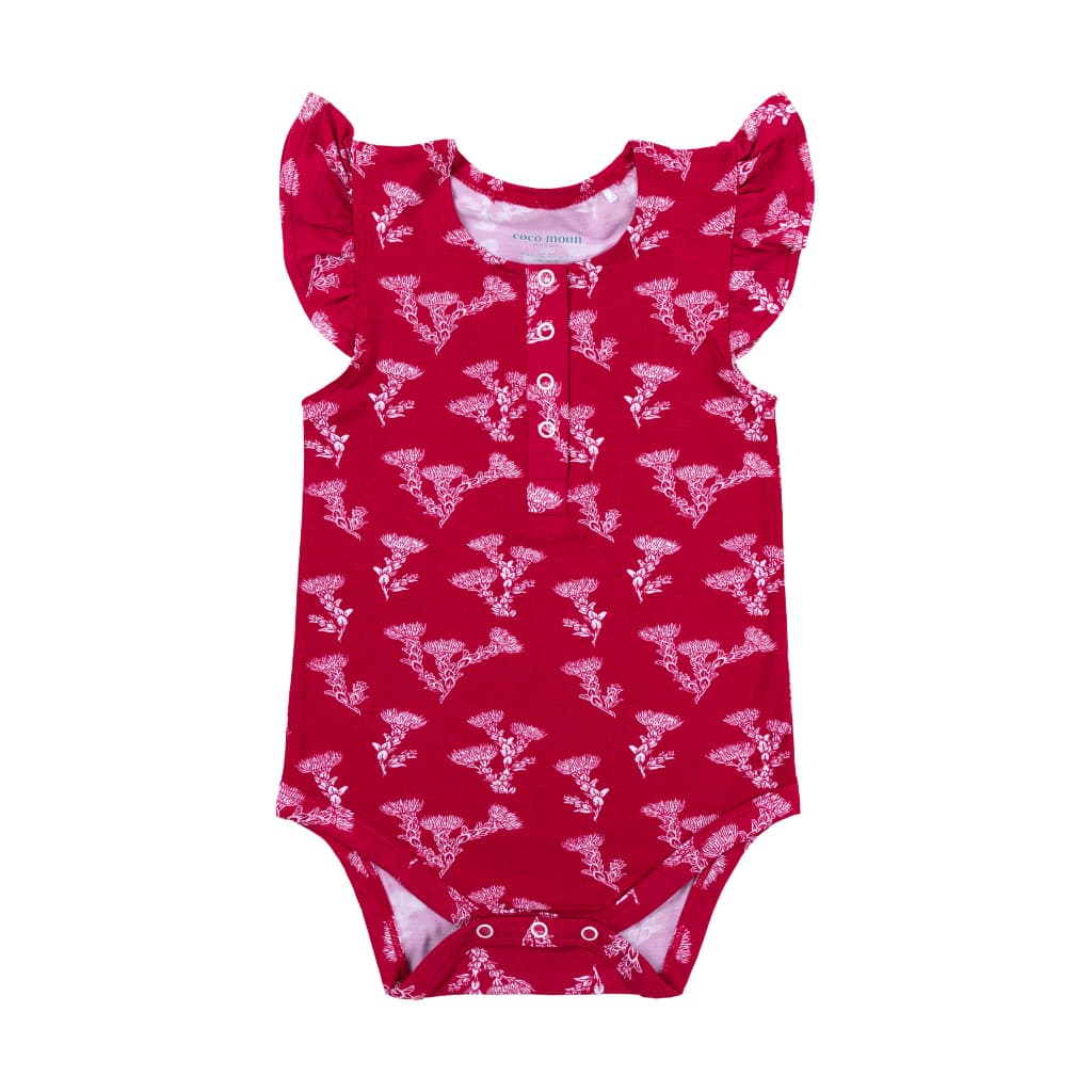 ʻŌhiʻa Lehua Bamboo Flutter Sleeve Onesie