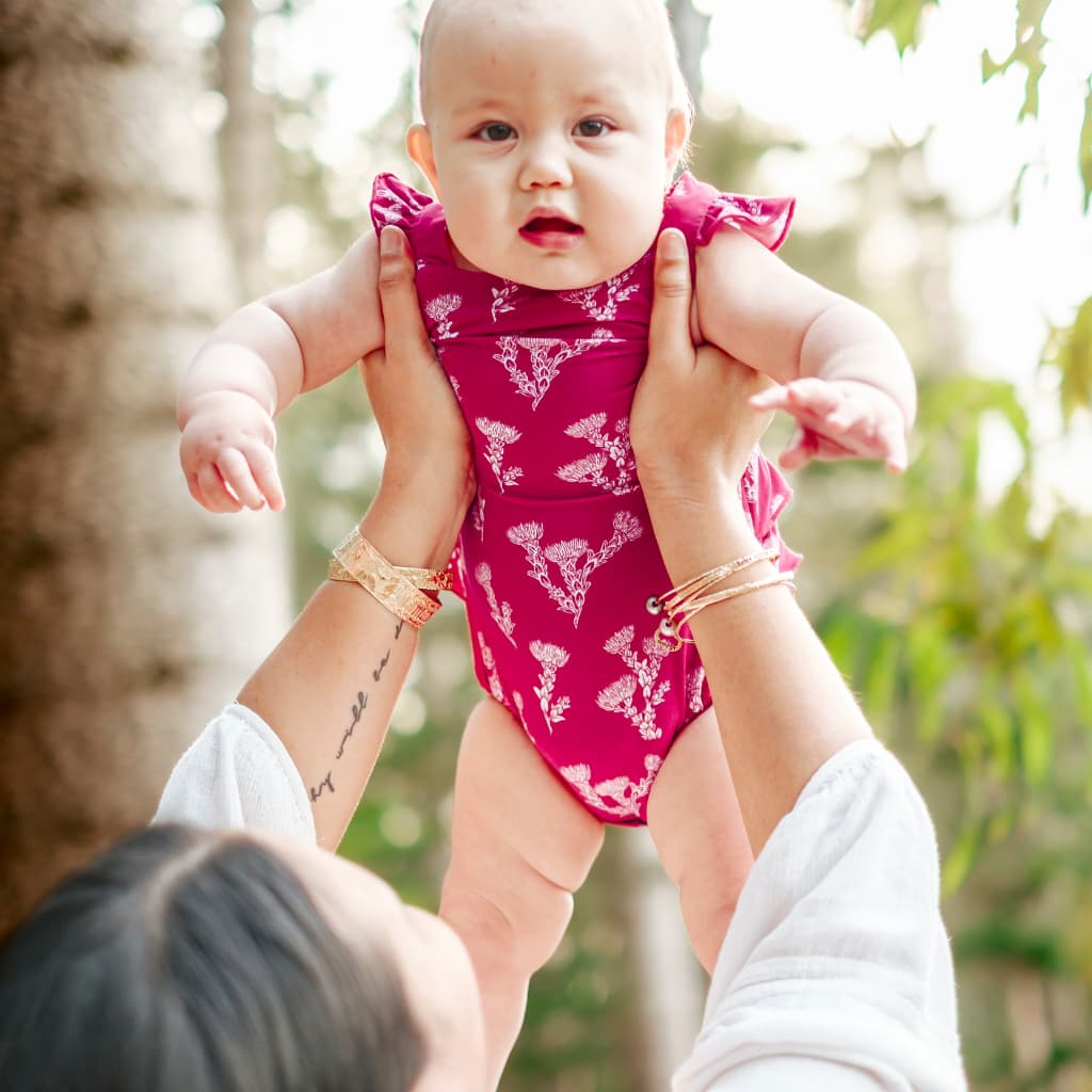 ʻŌhiʻa Lehua Bamboo Flutter Sleeve Onesie