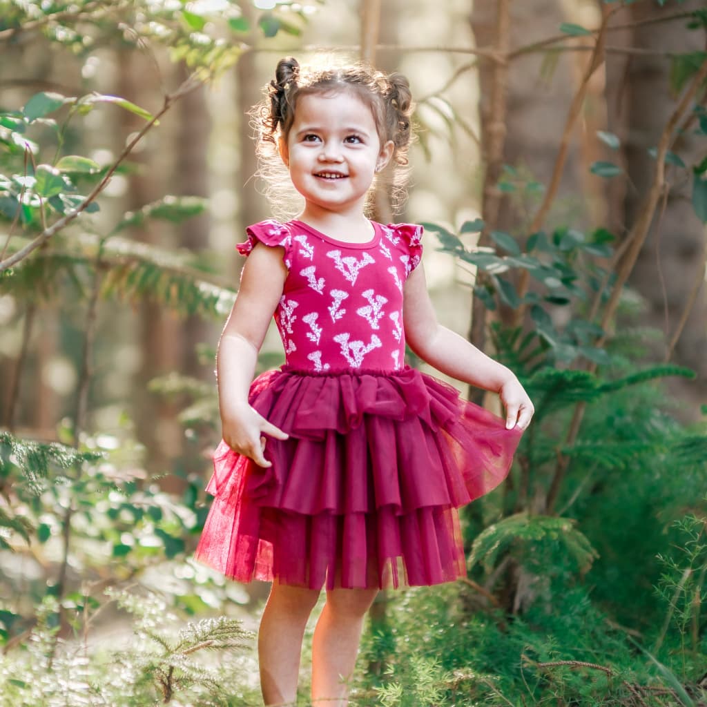 ʻŌhiʻa Lehua Flutter Sleeve Tutu Dress