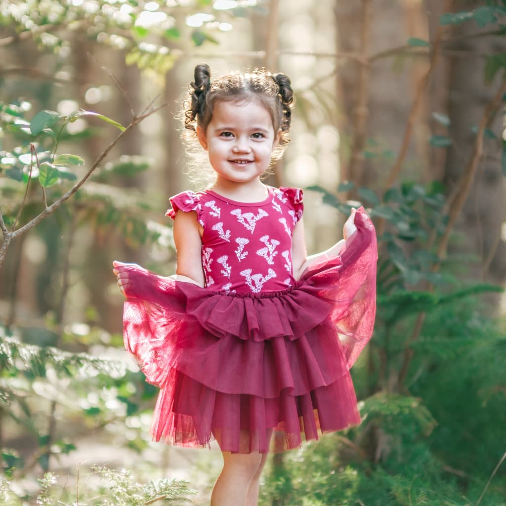 ʻŌhiʻa Lehua Flutter Sleeve Tutu Dress