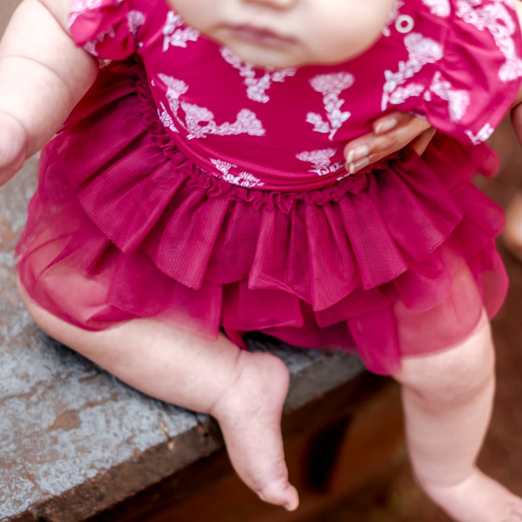 ʻŌhiʻa Lehua Flutter Sleeve Tutu Onesie