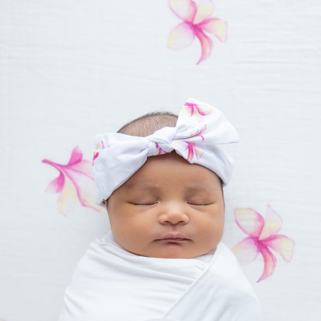 Plumeria Bamboo Bow Headband