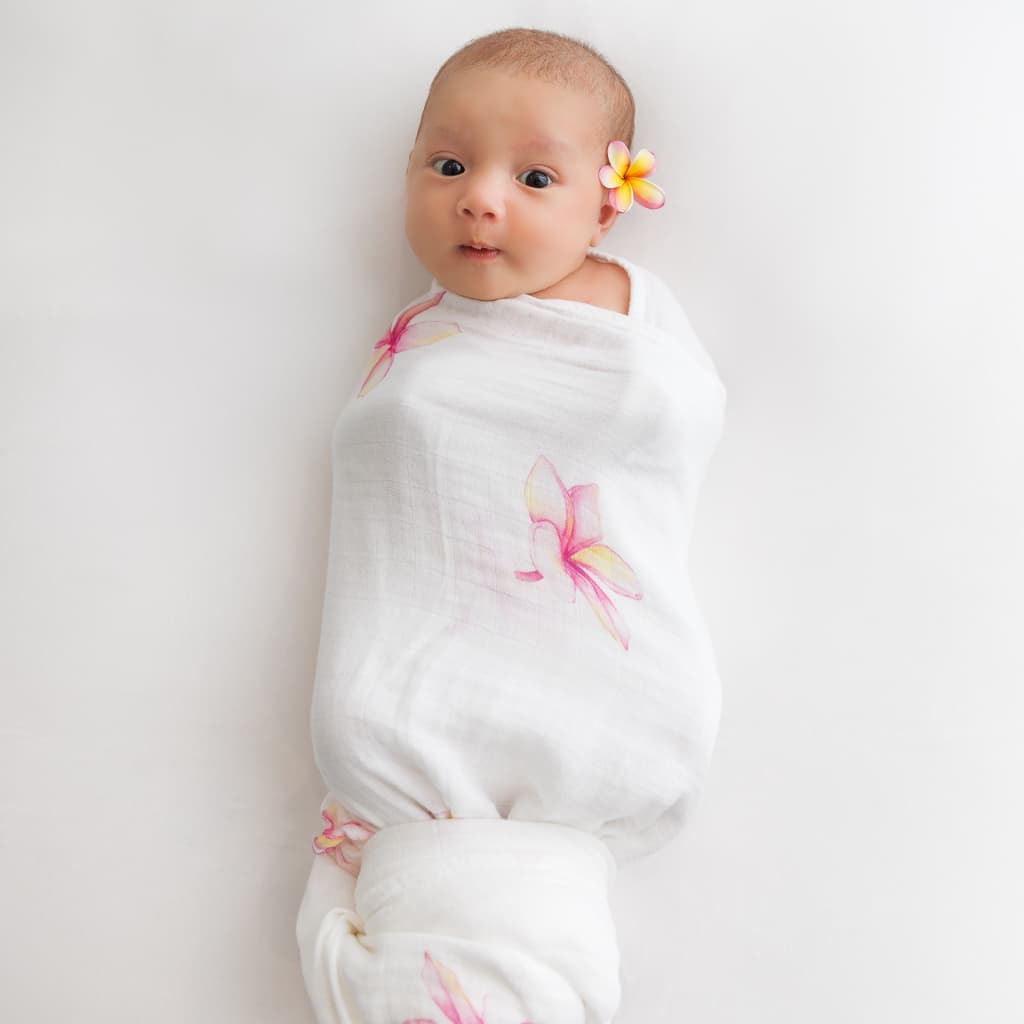 Plumeria Muslin Swaddle Blanket