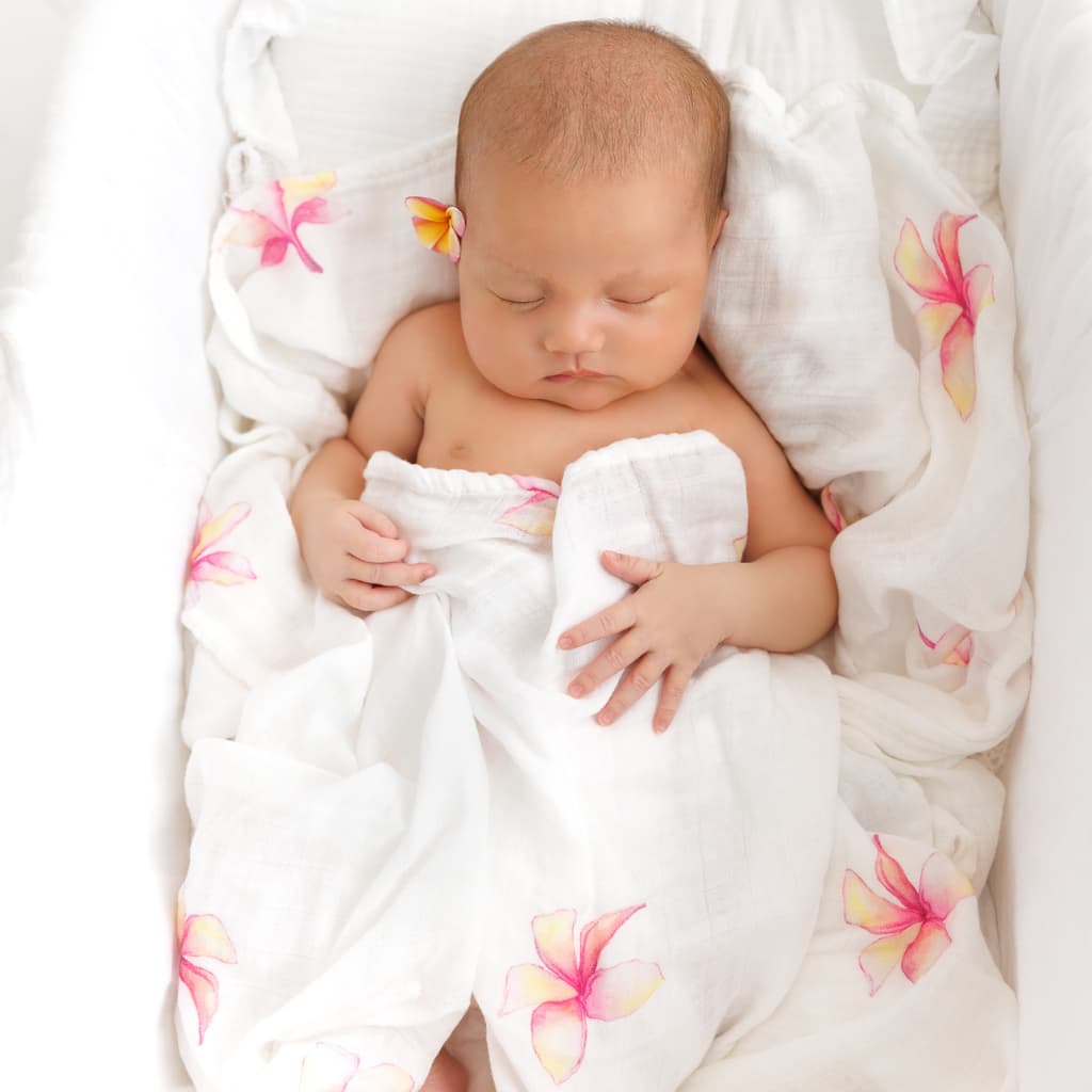 Plumeria Muslin Swaddle Blanket