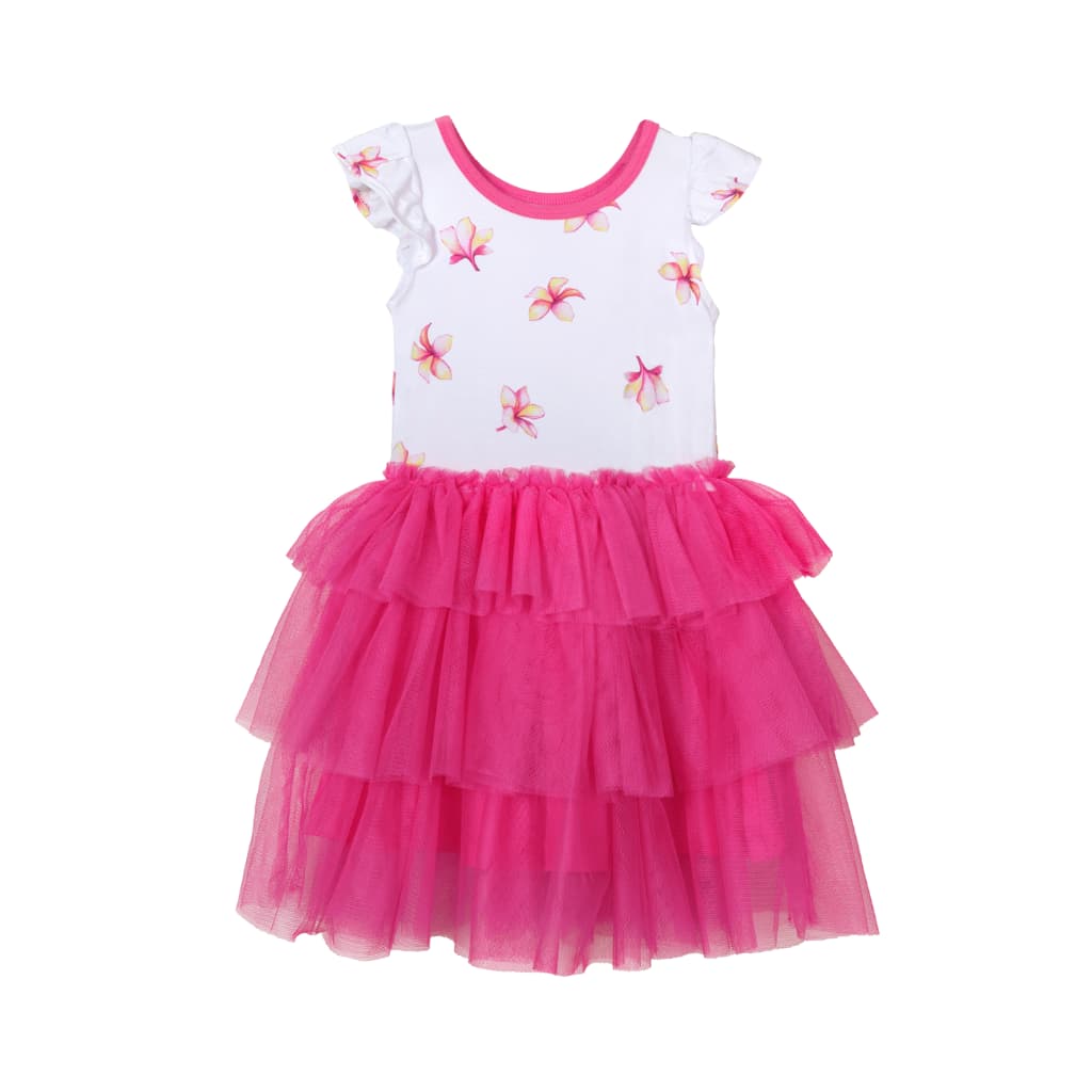 Plumeria Flutter Sleeve Tutu Dress