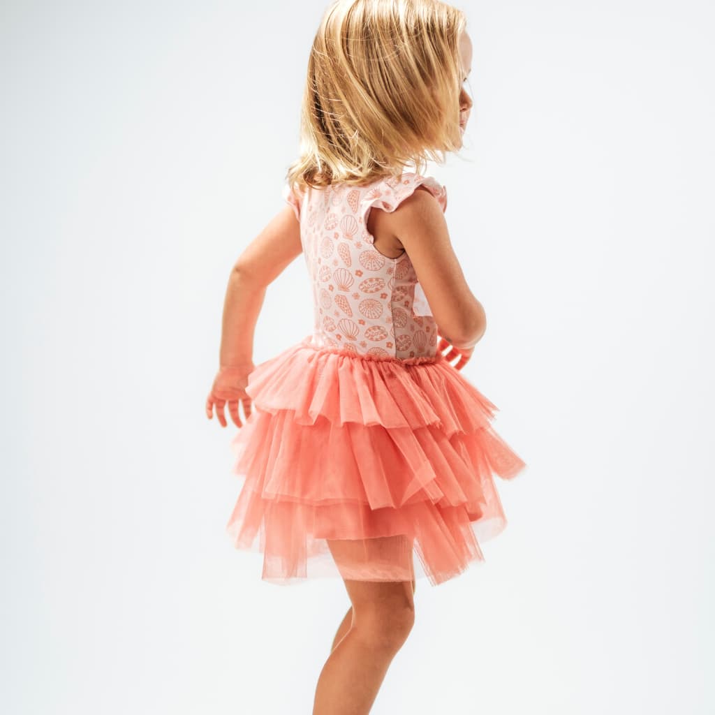 Shell-abrate Flutter Sleeve Tutu Dress