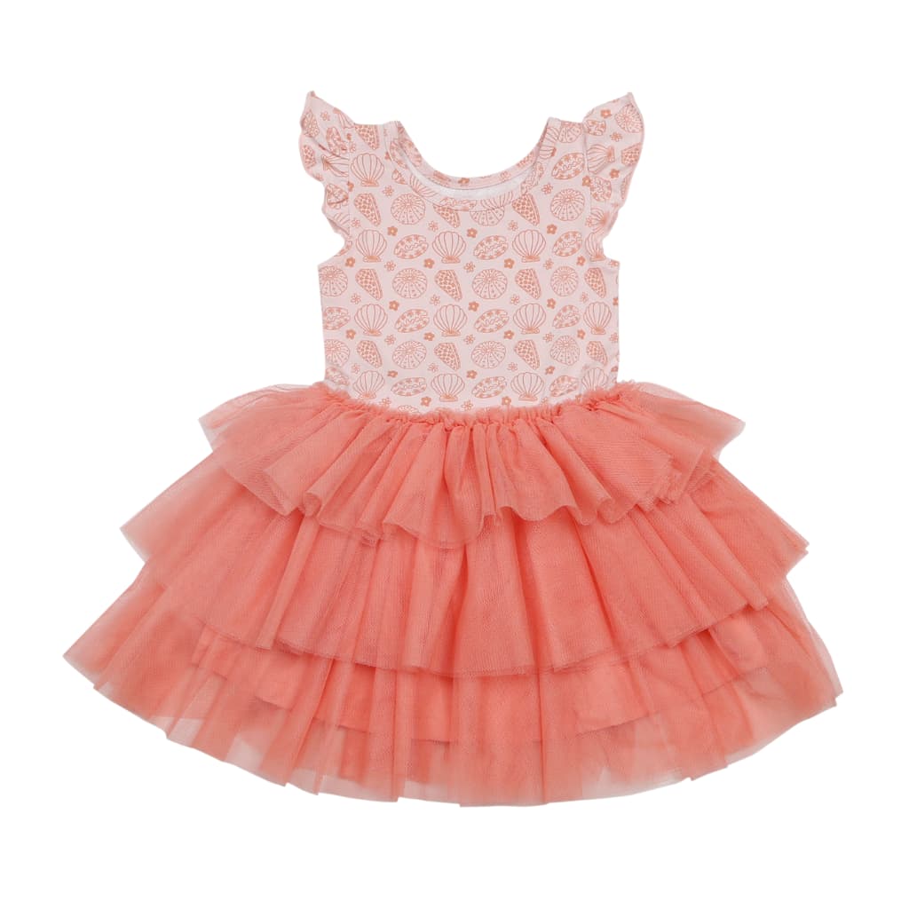 Shell-abrate Flutter Sleeve Tutu Dress