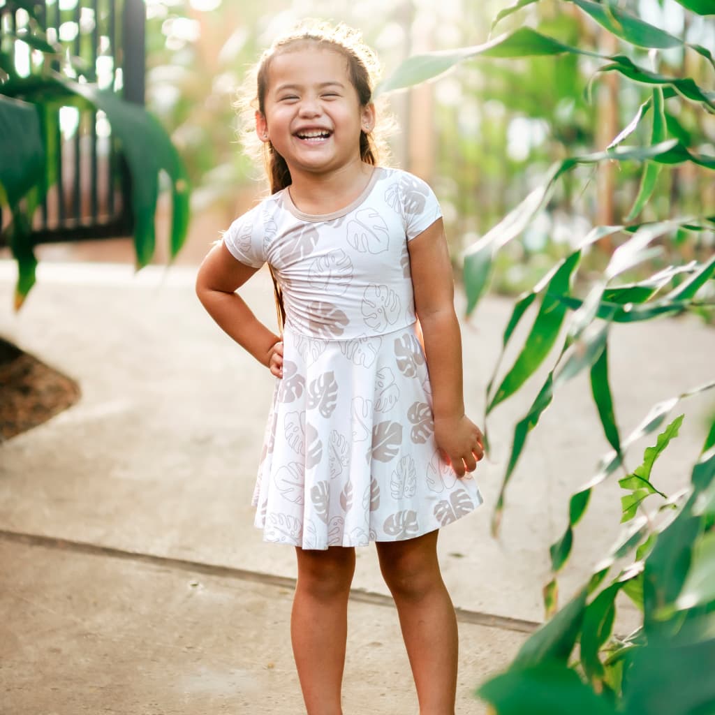 Toasted Monstera Bamboo T-Shirt Dress