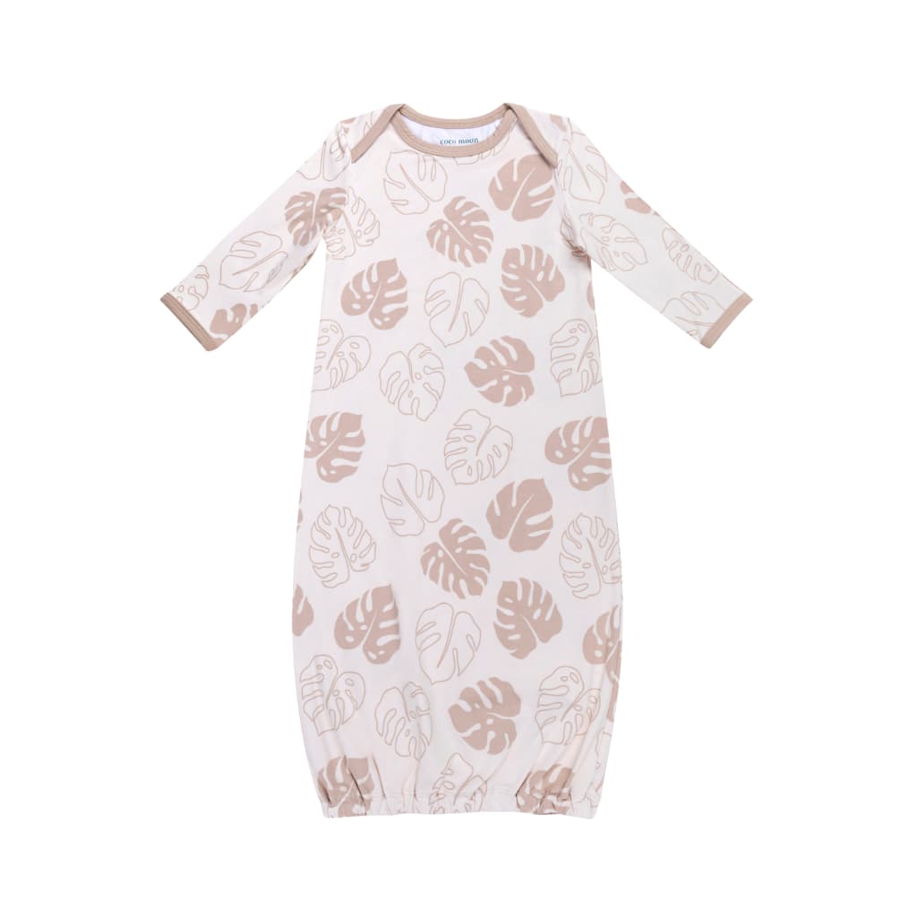 Toasted Monstera Bamboo Layette Gown