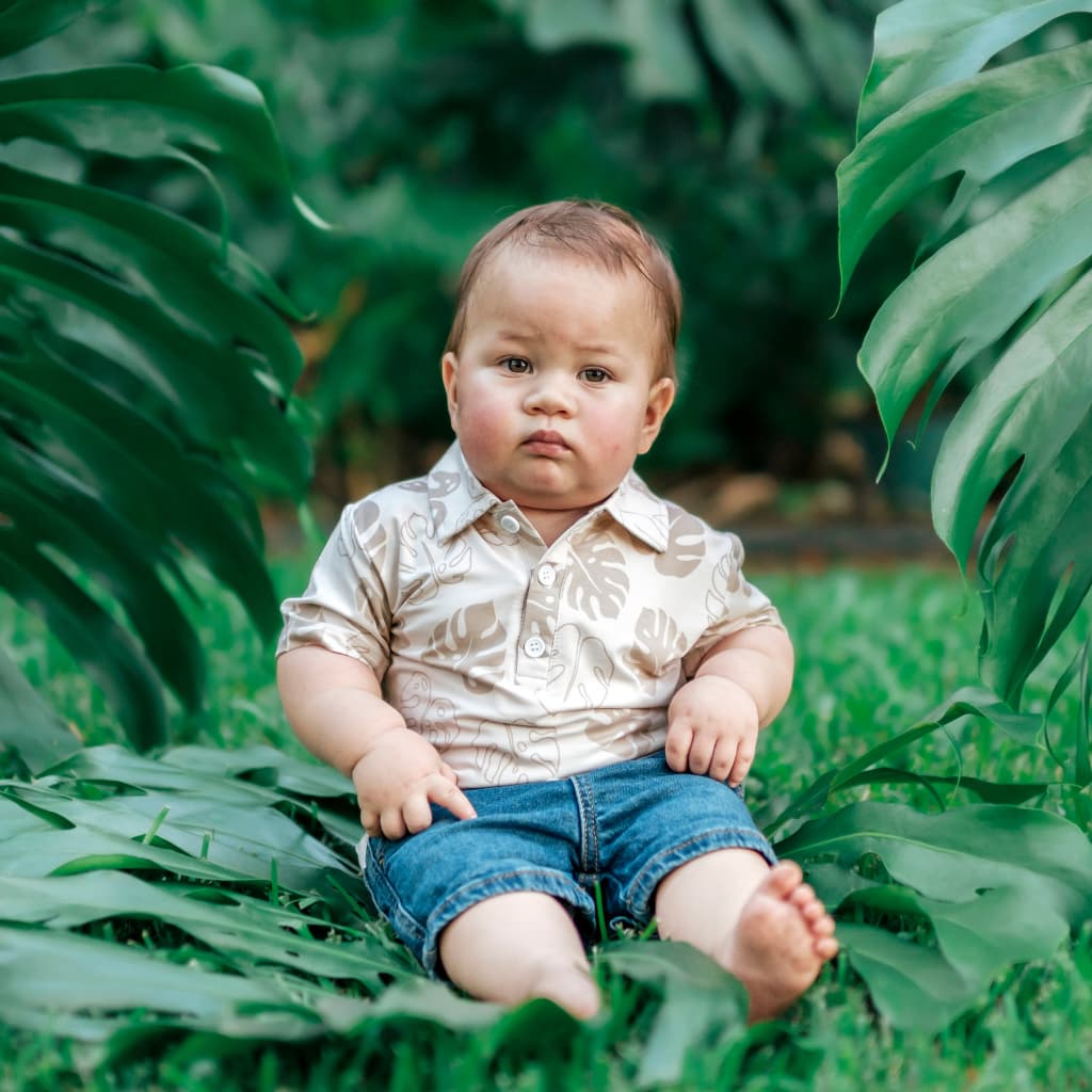 Toasted Monstera Bamboo Polo Shirt