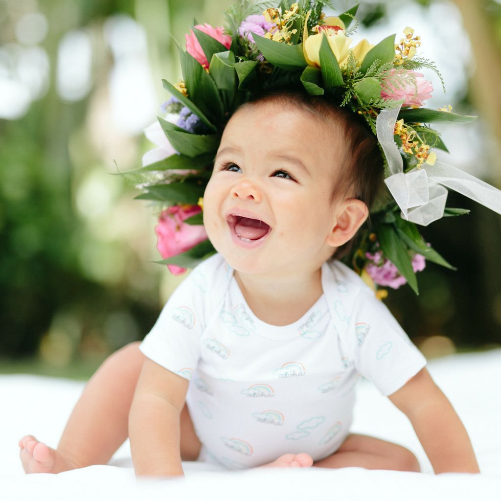 rainbow print baby onesie